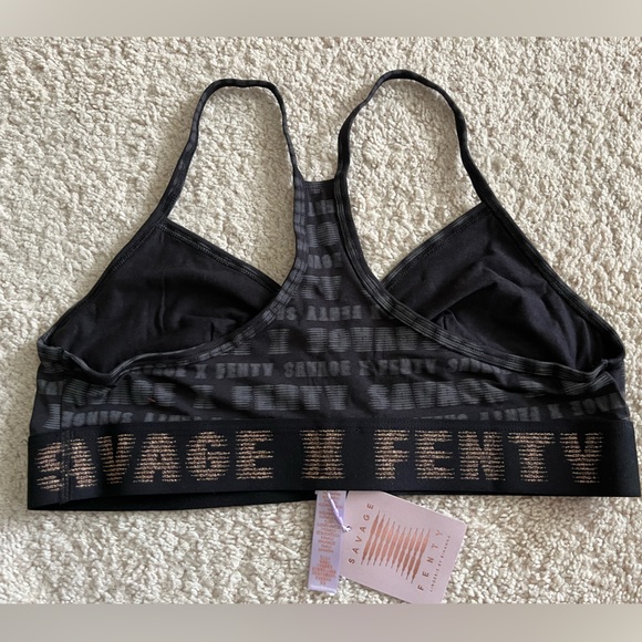 NWT Savage X Fenty Women's Forever Savage Bralette Skinny Racerback Black Print - Picture 4 of 10